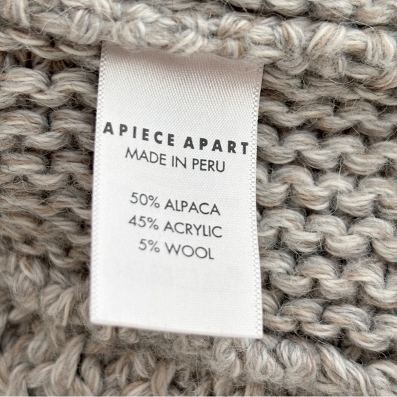 Apiece Apart Ines Fringe Alpaca Sweater Vest Small Turtleneck Grey - Picture 10 of 12